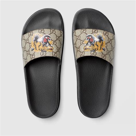 gucci gg supreme tigers slide sandal|Gucci slide Gg Supreme 1084.